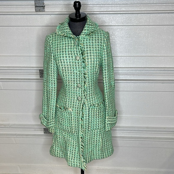 Tibi Jackets & Blazers - Tibi Size 6 Green Wool Blend Tweed Coat